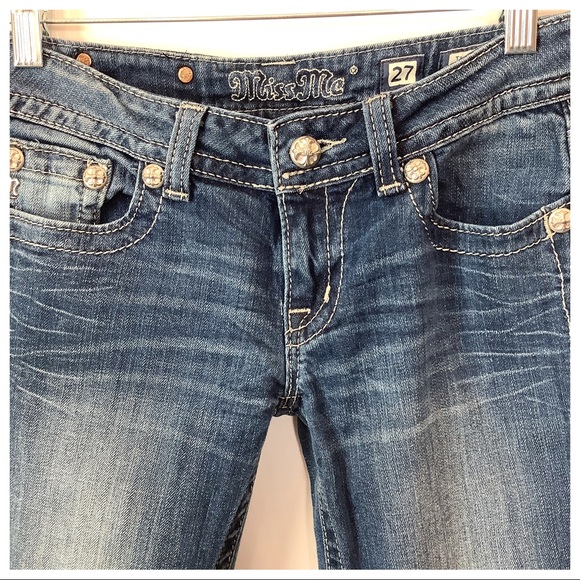 Miss Me Skinny Jeans Low Rise Embellished Bling 27 - Picture 7 of 14